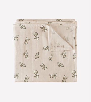 Swaddle blanket muslin 110x110cm - Holly Flowers